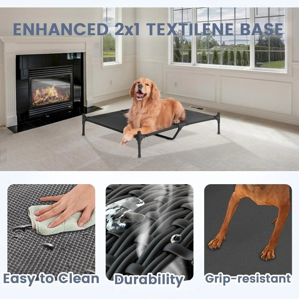 Outdoor Dog House for Large Breeds – Durable Shelter with 600D PVC Canopy & Elevated Textilene Bed
