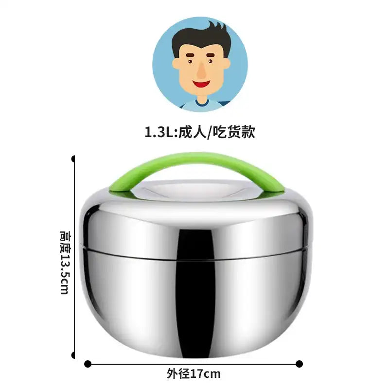 Portable Stainless Steel Thermo-Insulated Food Container – Round Bento Lunch Box (SCVD889)