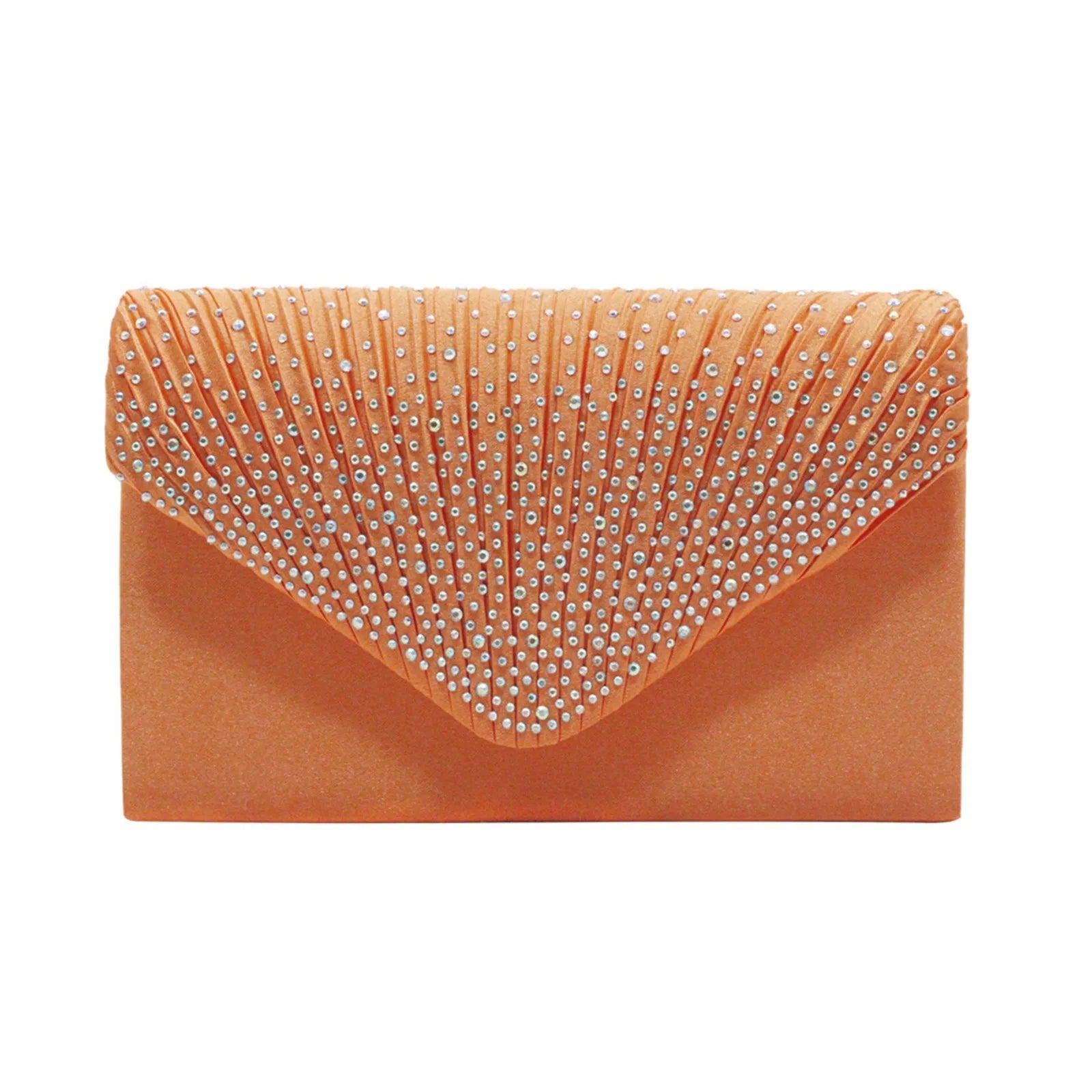 Women’s Satin Rhinestone Clutch – Elegant Evening Shoulder Bag with Thin Chain for Parties, Banquets & Weddings