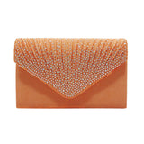 Women’s Satin Rhinestone Clutch – Elegant Evening Shoulder Bag with Thin Chain for Parties, Banquets & Weddings