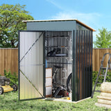 5x3ft Outdoor Steel Storage Shed with Floor Frame & Lockable Doors | Compact Metal Tool Shed for Garden, Backyard & Patio