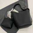 Women’s Large-Capacity Bucket Shoulder Bag with Matching Clutch – Adjustable Strap, Solid Color Minimal Style