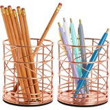 2-Pack Rose Gold Pen Holder Desk Organizer Cups – Stylish Storage for Pens, Brushes & Office Supplies