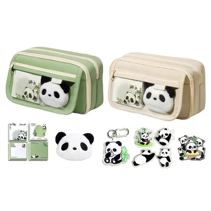 Cute Panda Pencil Case – Large Capacity Transparent Pen Bag, Stationery Storage Pouch for Junior High School Students & Girls
