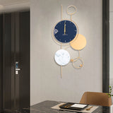 Large Wall Clock Without Drilling – Silent Round Minimalist Clock in Blue & White for Modern Home or Office Décor