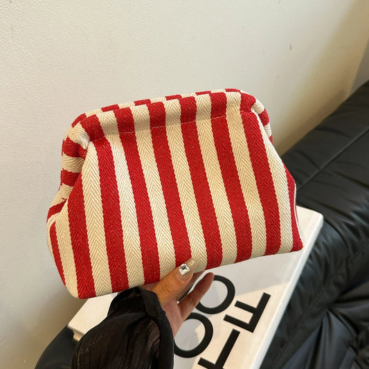 Women’s Colorblock Summer Beach Clutch – Cute Striped Dumpling Hobo Pouch Bag for Travel, Parties & Prom Nights