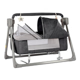 Elele Nova 3‑in‑1 Electric Cradle & Baby Swing Bed – Gray/Khaki Auto-Rocking Recliner Crib with Music, Remote & Soft Mattress