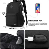 Unisex 15.6" School Laptop Backpack – USB Charging Bookbag for Teen Boys & Girls | Casual College Daypack for Men & Women