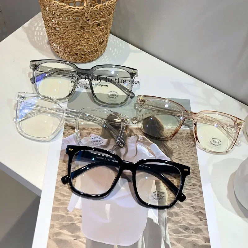 Light Frame Anti-Blue Light Glasses – Transparent Black Square Eyewear for Women & Men, Lightweight Optical Spectacle for Eye Protection