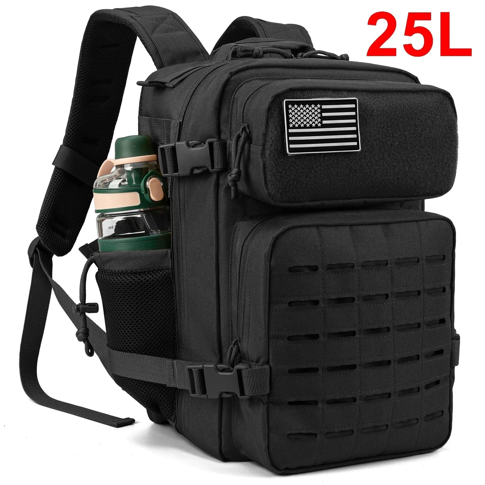 25L Tactical Backpack – Outdoor MOLLE Hiking & Fitness Backpack with Dual Cup Holders for Men & Women