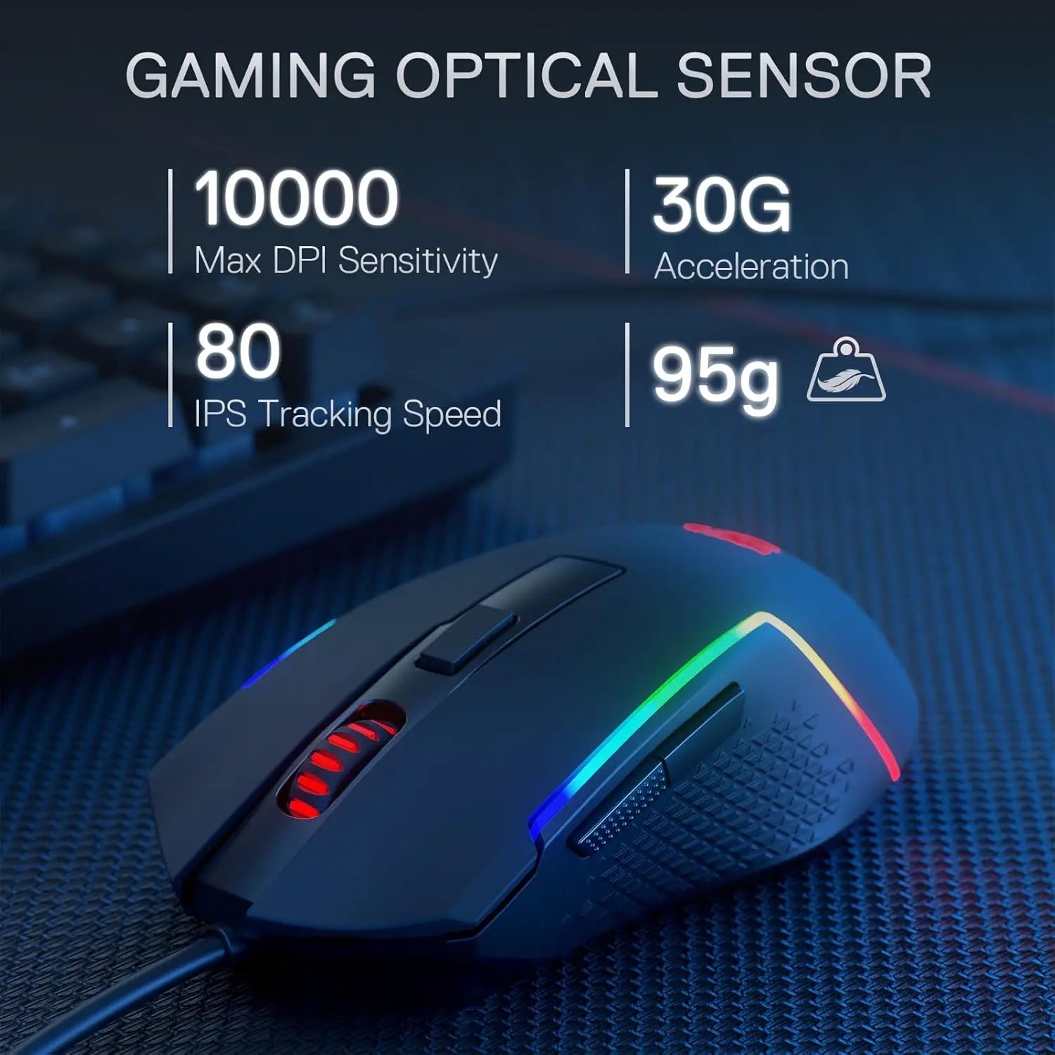 Redragon S141 Gaming Keyboard & Mouse Combo – K515 Wired RGB Membrane Keyboard & 10,000 DPI M616 Gaming Mouse Bundle