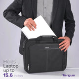 Targus Classic Slim Laptop Briefcase – Lightweight Black Polyester Bag for Laptops up to 16″ with Shoulder Strap