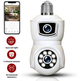 E9 Smart Bulb Dual-Lens 1080p WiFi Camera – Wireless Indoor Security Light with 4 LED Night Vision & Dome Socket Design