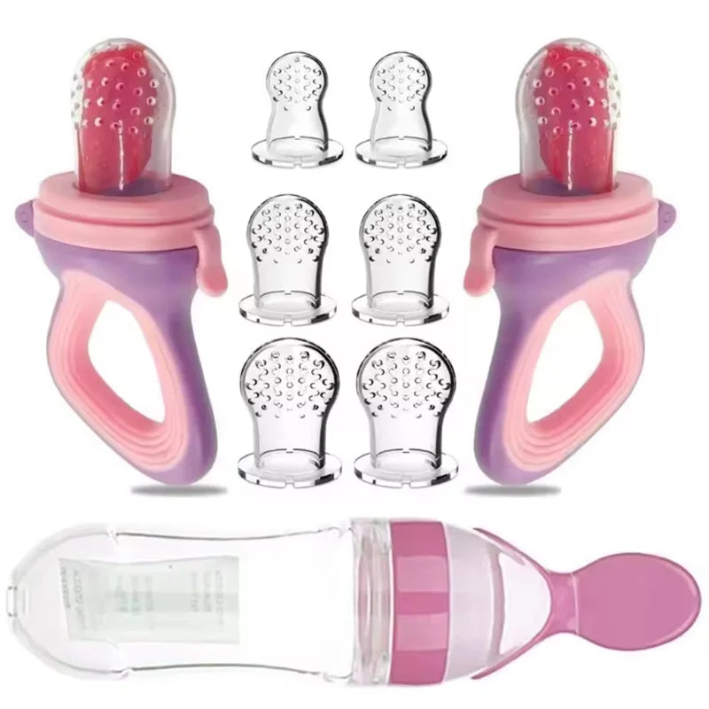 Newborn Baby Silicone Feeding Bottle Spoon – Pacifier-Style Rice & Cereal Feeder for Infant Food Training (Squeezable Design)