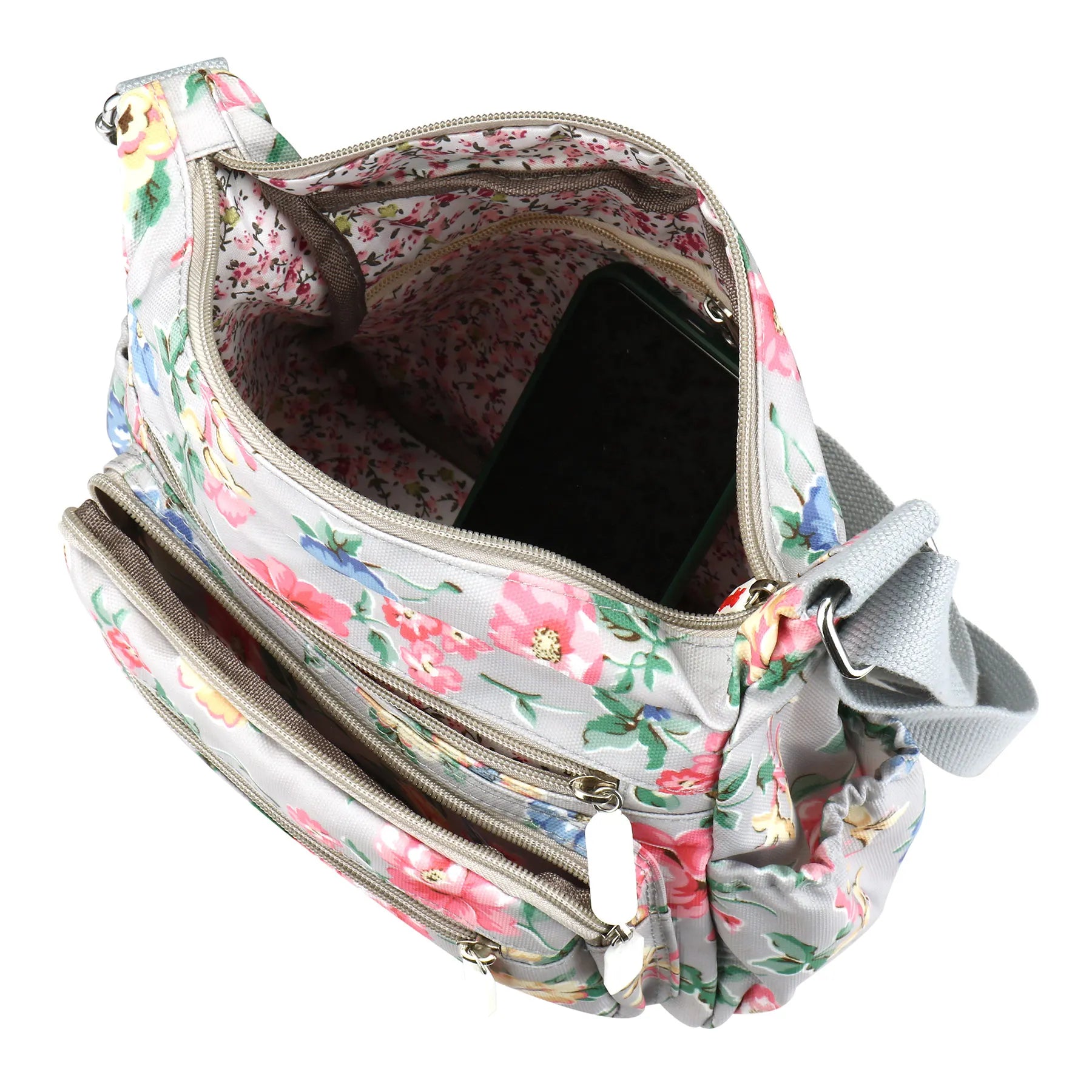 Women’s Multi-Pocket Floral Crossbody Bag – Waterproof Shoulder Messenger Handbag for Shopping & Daily Use