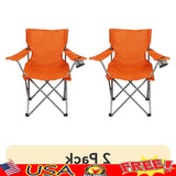 2-Pack Folding Camp Chairs with Cup Holder – Portable Quad Frame, Durable Outdoor Seating for Camping, Tailgating & Sports Events
