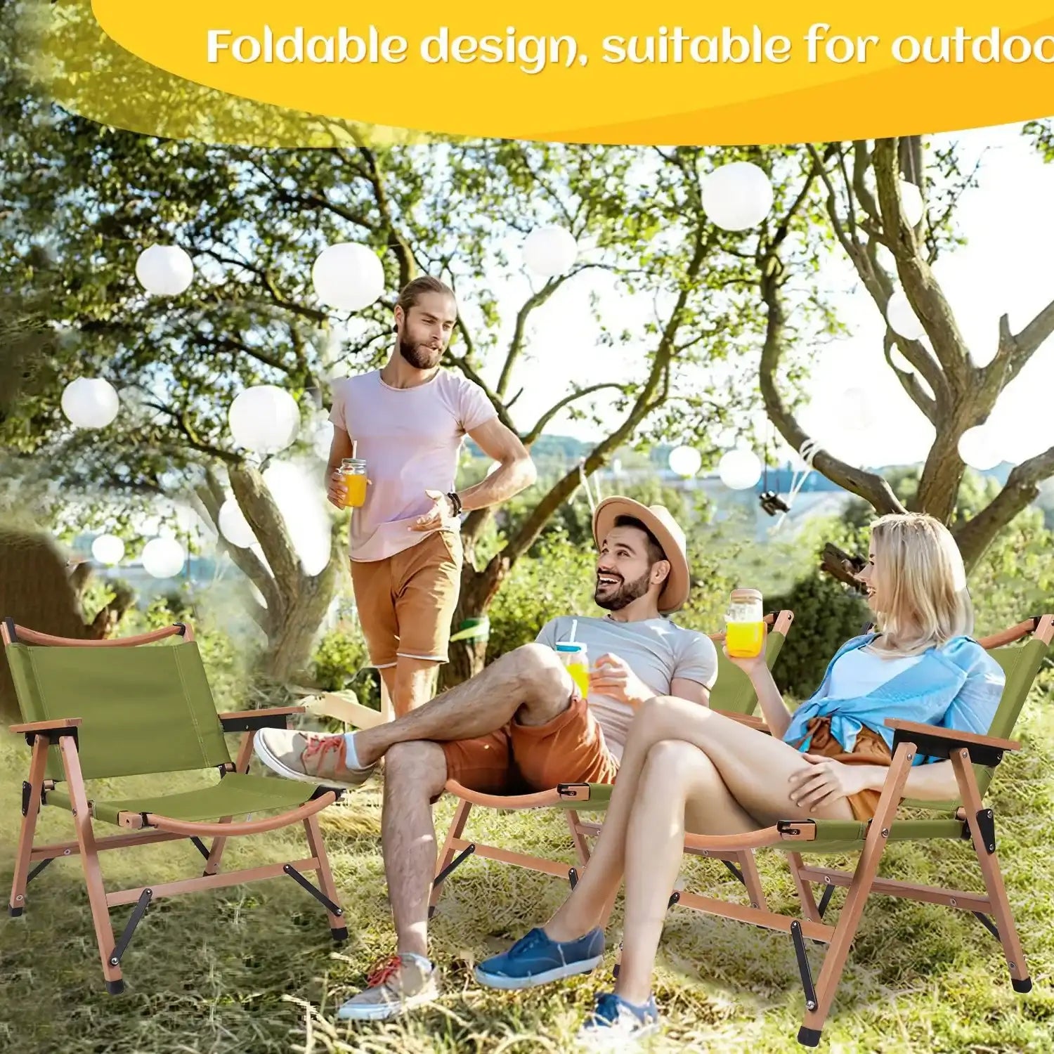 Portable Folding Outdoor Chair – Leaf Design Garden & Camping Chair (Green)