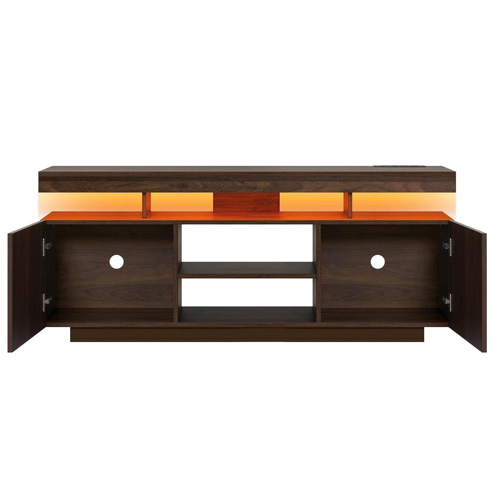 Modern LED-Light TV Stand for 55–65″ TVs – Built-in Power Outlets, Gaming & Console Storage Entertainment Center