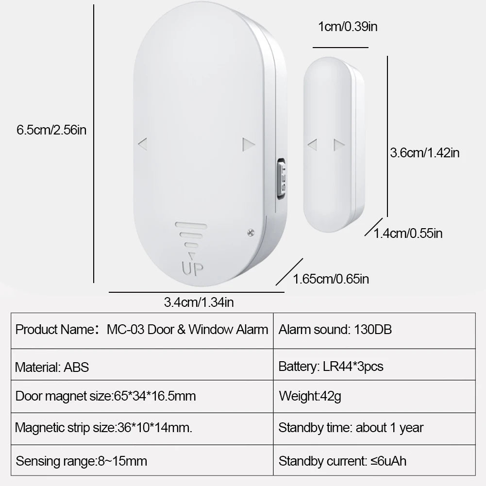 🚨 130dB Burglar Alarm – Magnetic Door & Window Open Sensor with Chime for Home Security & Child Safety