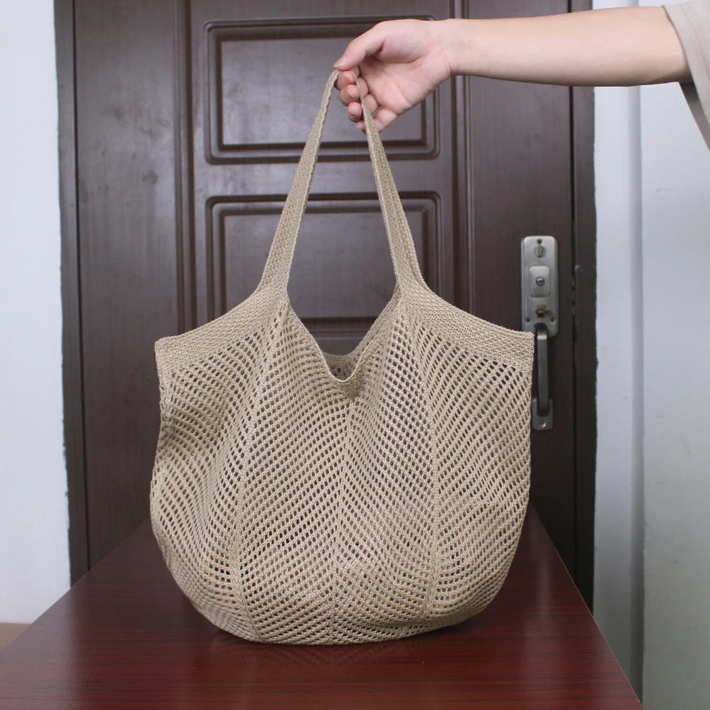 Women’s Knitted Shoulder Tote Bag – Large-Capacity Solid Color Handbag for Shopping & Everyday Use 👜✨