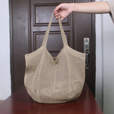 Women’s Knitted Shoulder Tote Bag – Large-Capacity Solid Color Handbag for Shopping & Everyday Use 👜✨