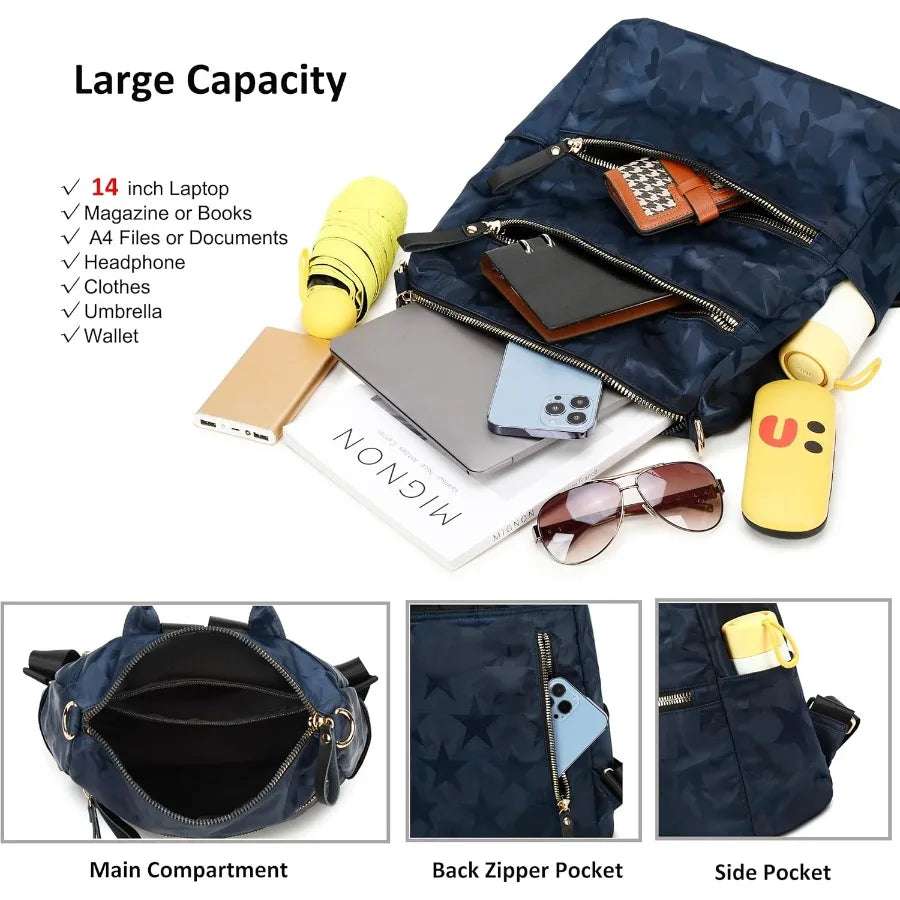 AO ALI Victory Women’s Nylon Backpack Purse — Anti-Theft Travel Shoulder Bag & Casual Daypack