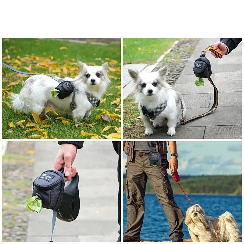 Portable Dog Treat Pouch & Training Bag – Multifunction Travel Bag with Poop Bag Dispenser for Outdoor Pet Training & Walks