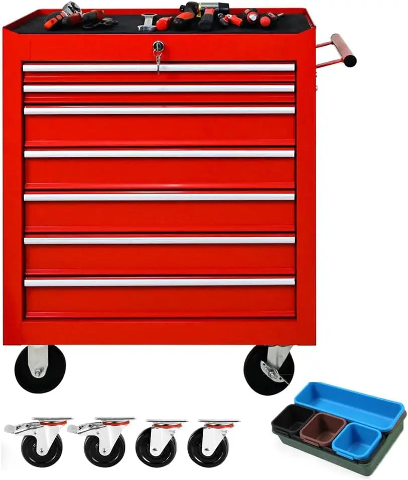 “Metal Rolling Tool Box with 5 Drawers – Heavy-Duty Tool Storage Cabinet with Wheels for Garage & Workshop”