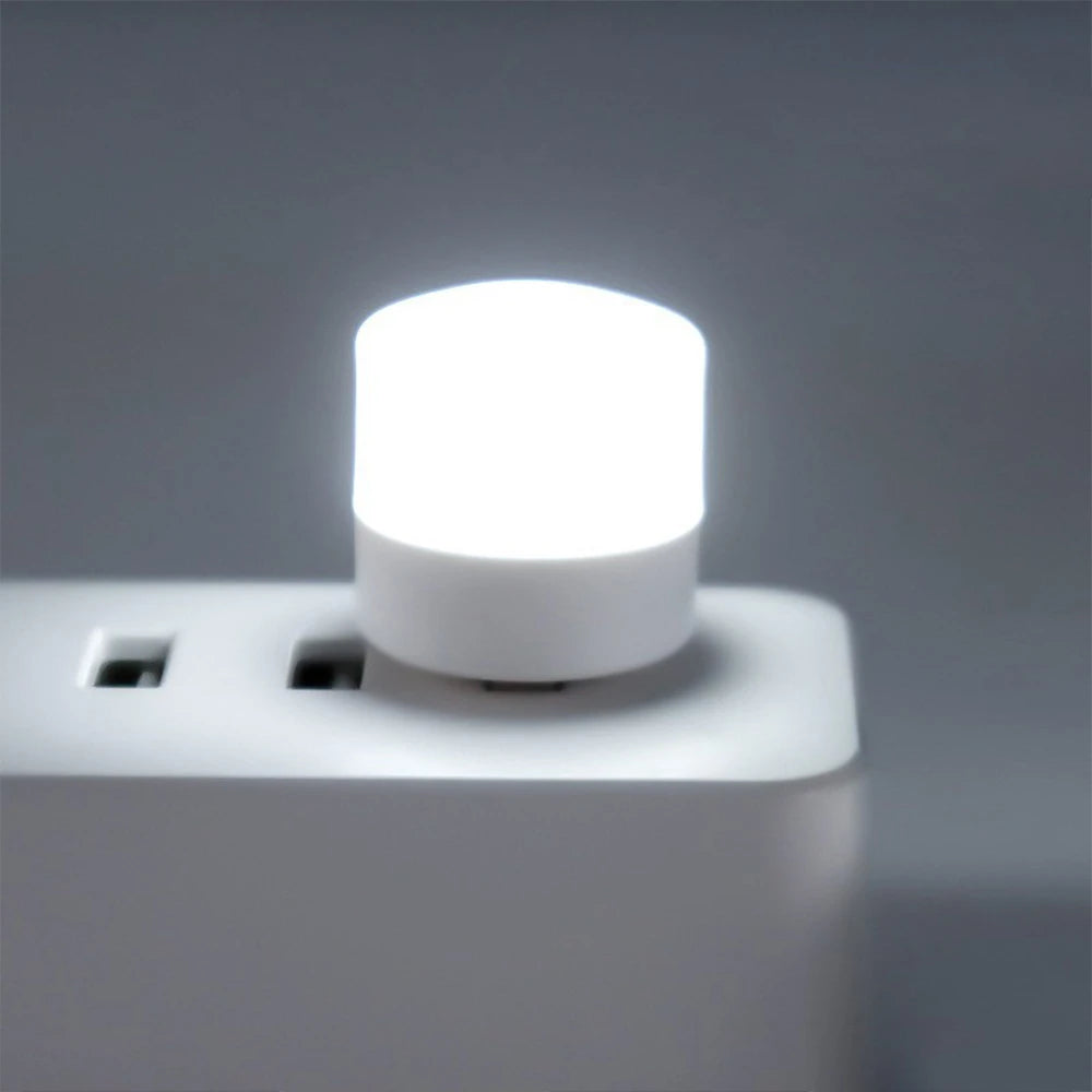 USB Mini LED Night Light – Small Round Plug Lamp for Power Bank & Laptop, Portable Reading Light with Eye Protection