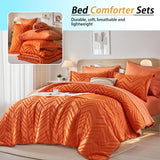 7-Piece Cut-Flower Quilted Comforter Set – Soft All-Season Bedding (Elegant Floral Texture)
