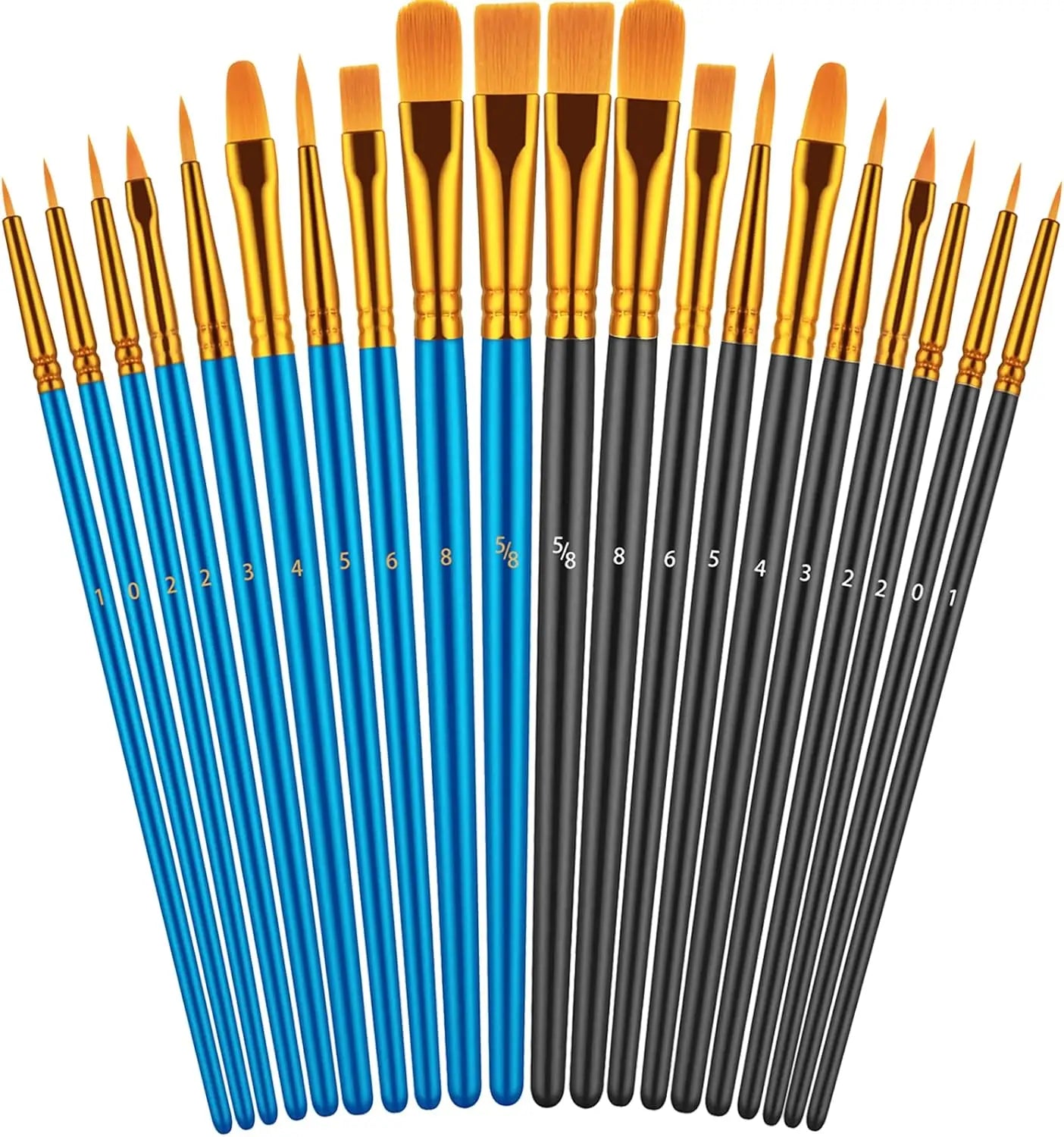 Artist Paint Brushes Set – 20 Brushes for Oil, Watercolor & Acrylic Painting on Canvas, Rock & Face (Blue)