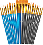 Artist Paint Brushes Set – 20 Brushes for Oil, Watercolor & Acrylic Painting on Canvas, Rock & Face (Blue)