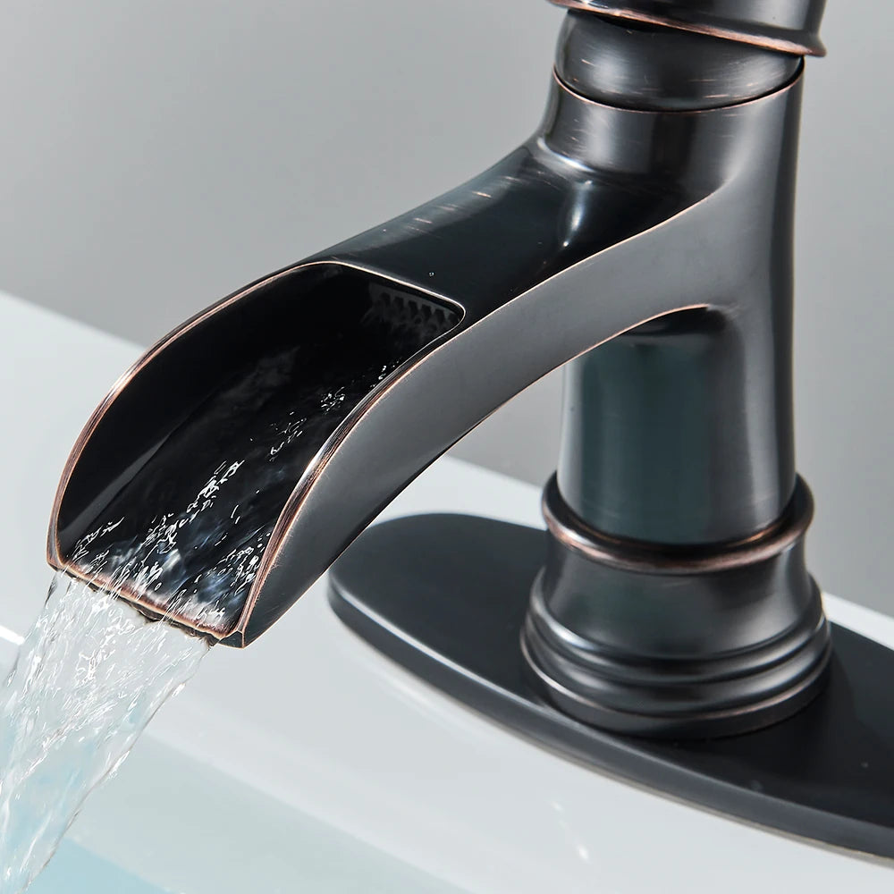Waterfall Single-Handle Basin Mixer Faucet – Oil-Rubbed Bronze Finish