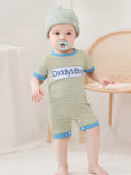 Baby Boy Summer Romper – Father’s Day Gift Outfit with Letter Embroidery & Striped Design for Daily Wear