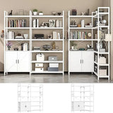 5-Tier L-Shaped Corner Bookcase – White & Gold Modern Display Shelf with Adjustable Feet & Anti-Tip Design