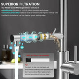High Arc 304 Stainless Steel Kitchen Faucet – Brushed Nickel Finish with Pull-Down Sprayer & Built-In Filter Function 🚰✨