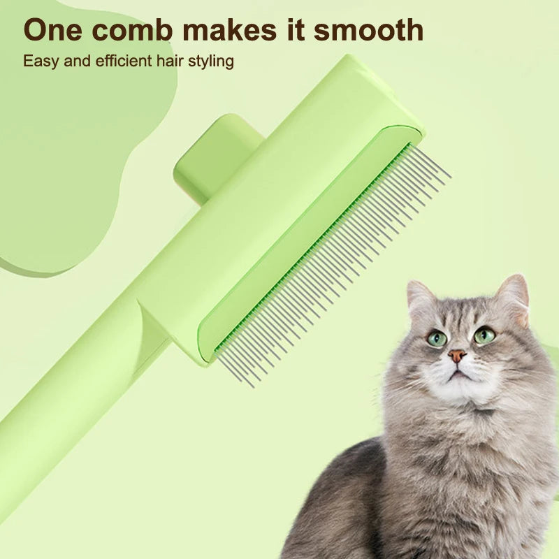 Pet Hair Removal Comb – Self-Cleaning Grooming Brush for Cats & Dogs