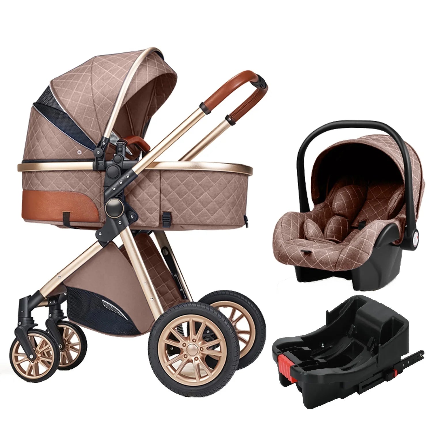 YOYKO Ultimate Travel System 3-in-1 Stroller – Lightweight Baby Carriage with ISOFIX Base, Newborn to Toddler