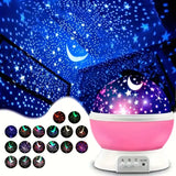 USB Powered Starry Night Light Projector – 360° Rotatable Moon & Stars Lamp with 9 Color Modes for Kids’ Bedroom & Home Decor