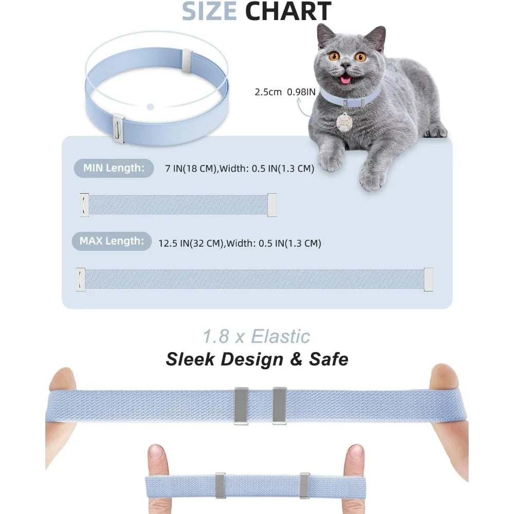 Stretch Elastic Cat Collar with Bell – Quick Release, Modifiable Pet Profile Page & Multiple Emergency Contact Options