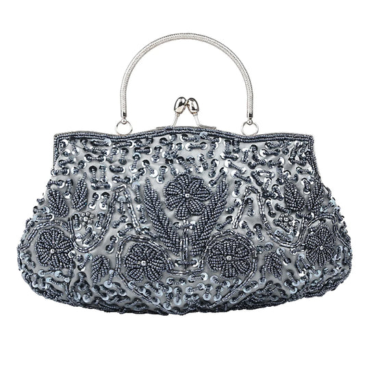 Women’s Retro Beaded Embroidered Evening Bag – Bridal Clutch with Chain Strap for Weddings, Parties & Banquets