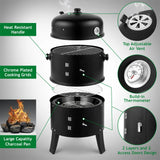 “80×41×48cm Iron Smoker Charcoal Grill – Heavy-Duty Black Carbon BBQ for Outdoor Cooking & Smoking”