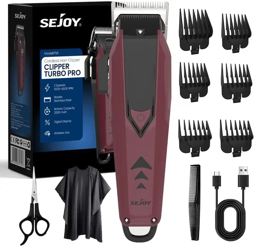 Sejoy Cordless Electric Hair Clippers Set for Men – Professional USB-Rechargeable Trimmer with LED Display & Self-Sharpening Blades