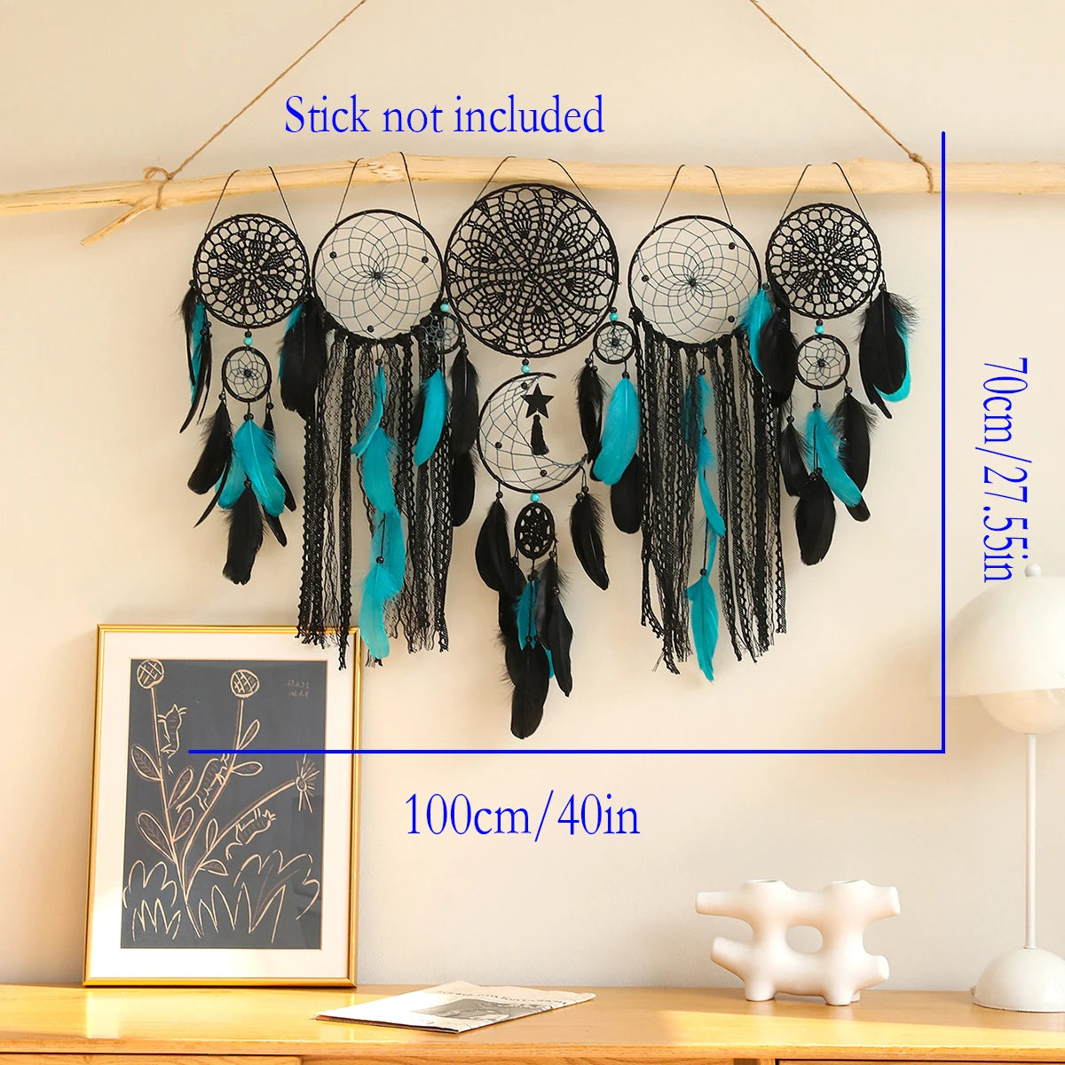 5-Piece Large Dreamcatcher Set – Handmade Boho Wall Hanging with Feathers & Beads | Dream Catcher Décor for Bedroom & Living Room