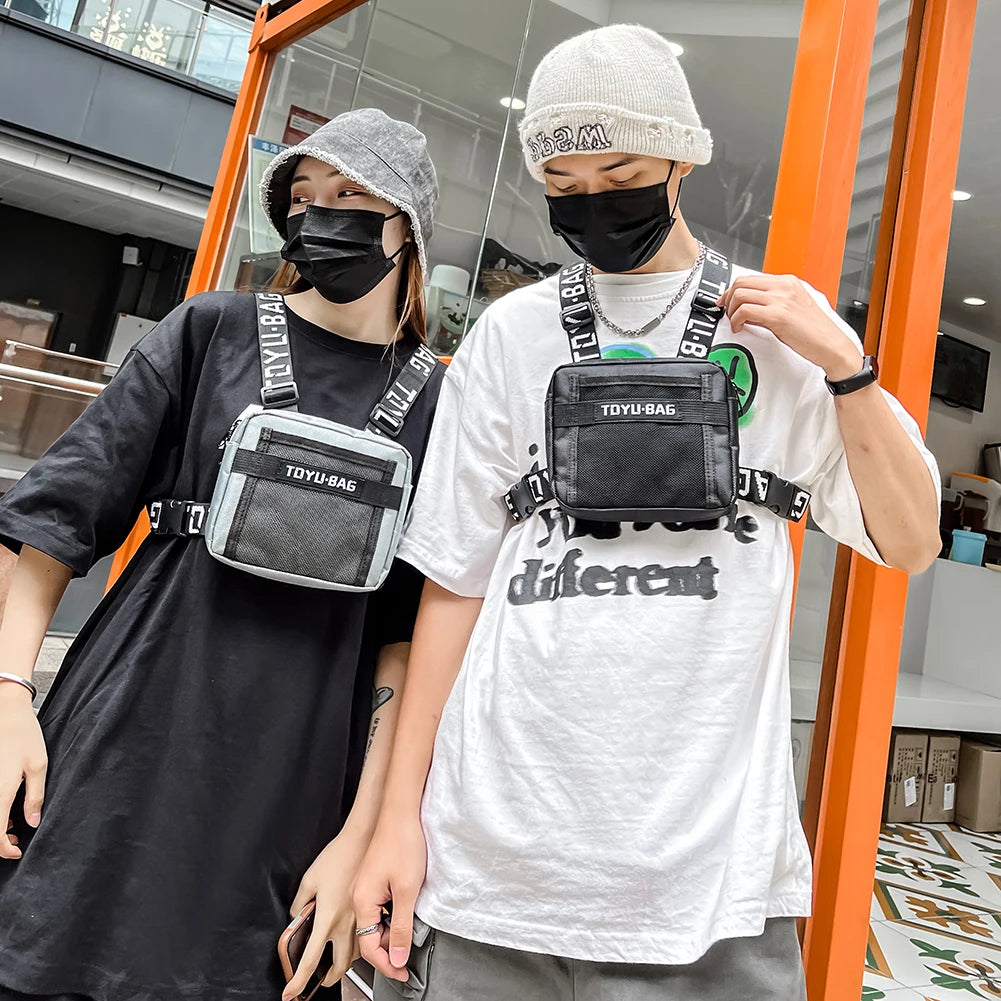 Unisex Chest Rig Bag – Fashion Hip-Hop Streetwear Vest Pack with Multi-Pockets & Adjustable Waist Belt for Men & Women