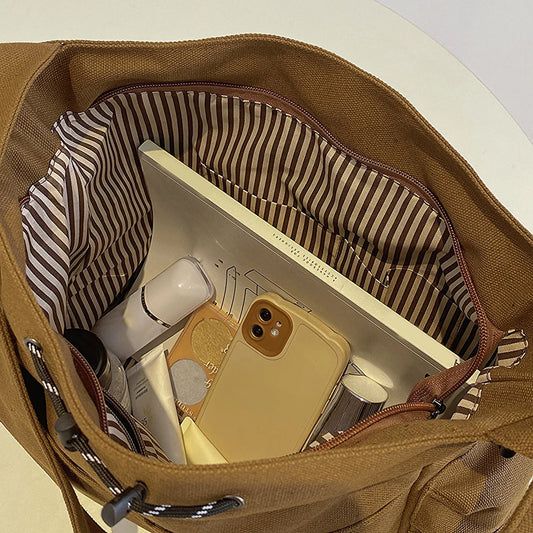 Women’s Cute Crossbody Bag 🎒 – Large Capacity Canvas Shoulder Bag with Star Applique, Y2K Street Style for Teens & Students ✨