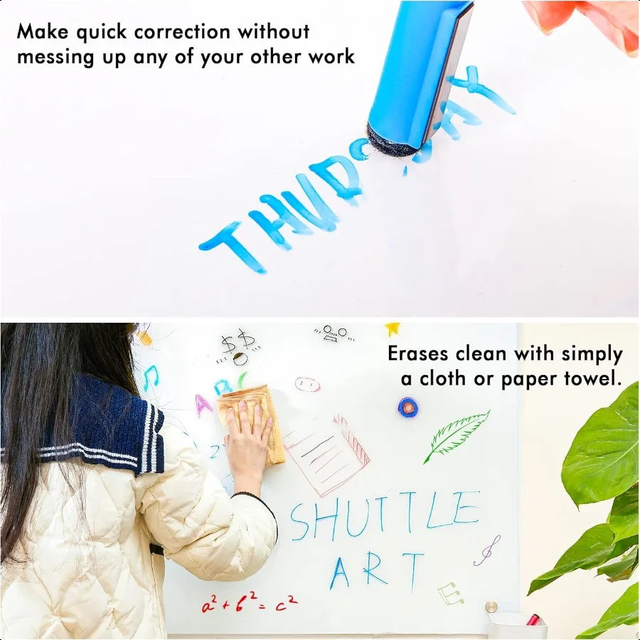 Magnetic Whiteboard Markers – 20-Pack Fine Tip Dry Erase Pens with Built-In Erasers for Whiteboards & Glass Boards ✍️