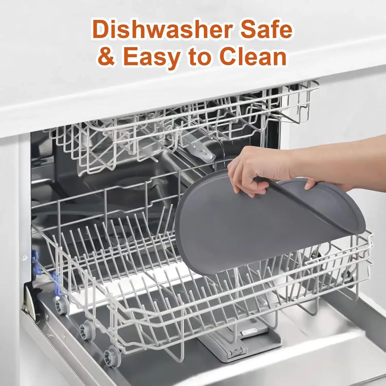 Waterproof Silicone Dog Feeding Mat – NPET Slip-Resistant, Dishwasher Safe Pet Food Mat (28 × 21 in / 26 in)