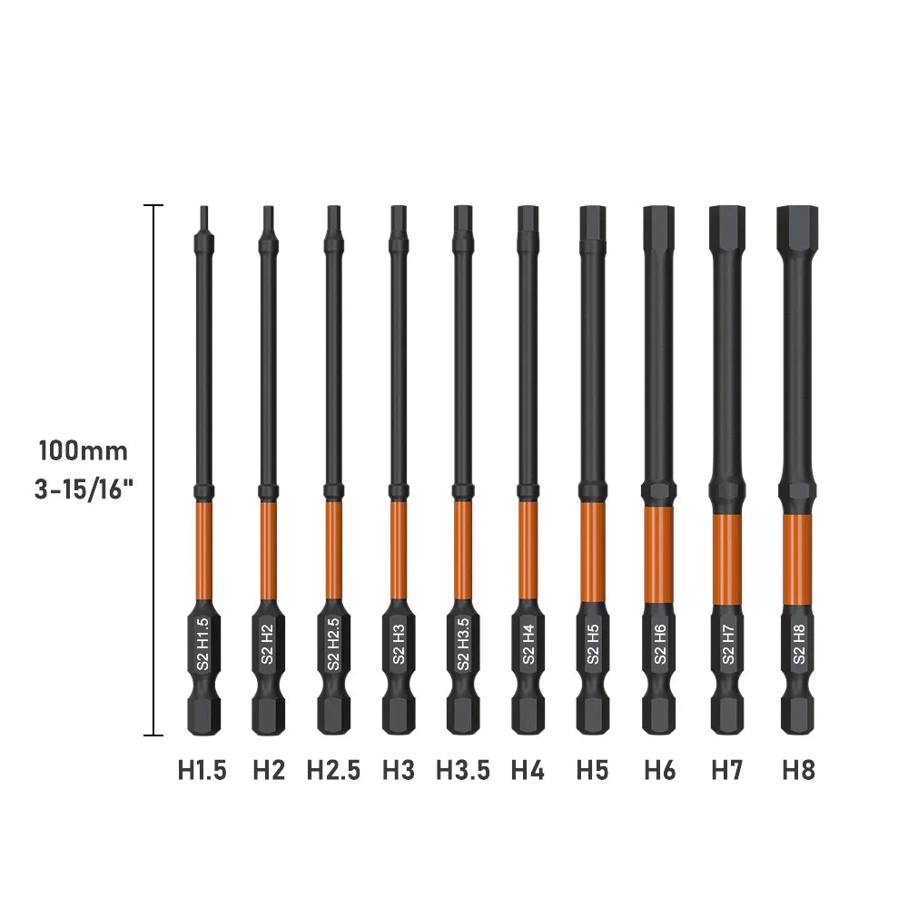 Impact Torx & Hex Bit Set – 3" & 6" T7–T40 Torx + H1.5–H8 Hex with CNC-Machined Tips