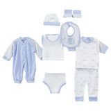 8-Piece Newborn Baby Outfit Set – Tops, Romper, Pants, Hat, Bib, Socks & Shoes for Baby Boys & Girls (Unisex)